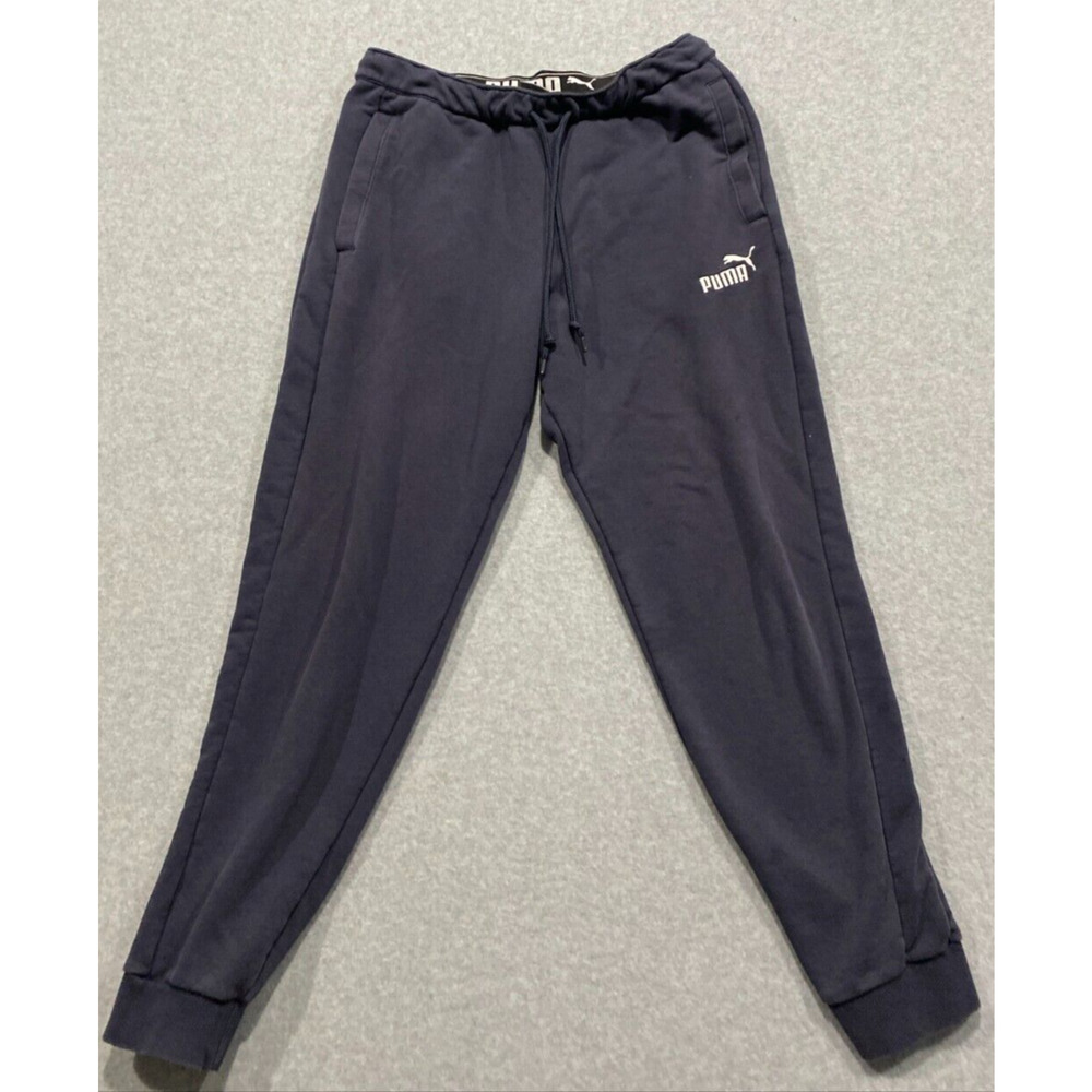 Puma Sweatpants Mens L Blue/Gray Tapered Joggers Lounge Athleisure